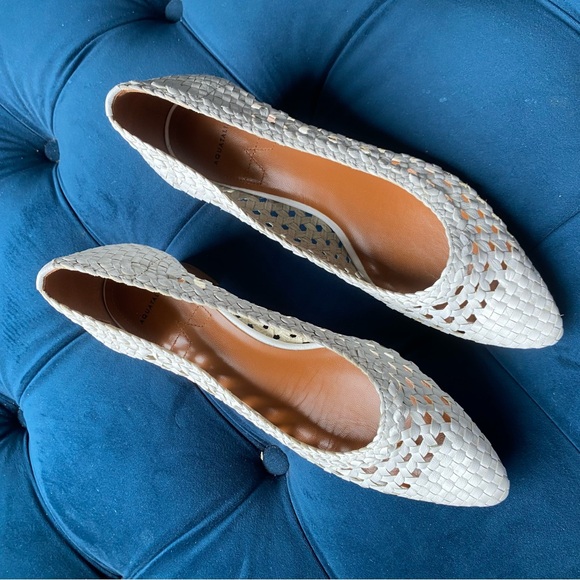 AQUATALIA PASHA WHITE WOVEN LEATHER PUMPS HEELS - Picture 3 of 11